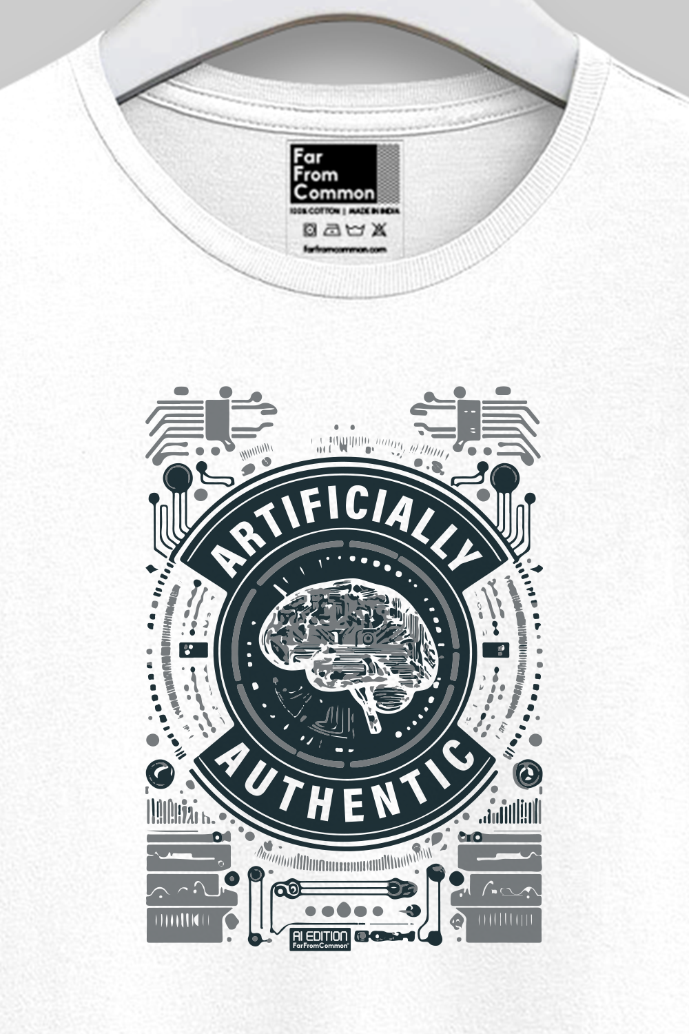 AI Artificially Authentic White Unisex T-shirt