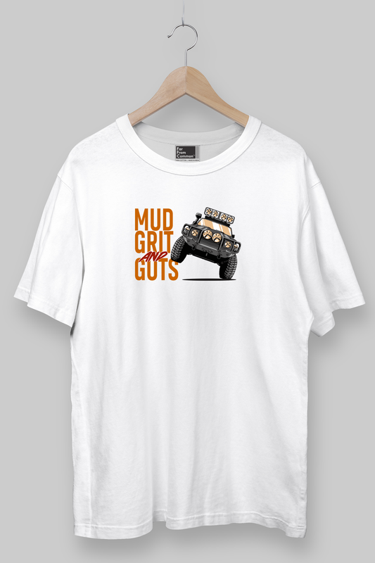 Mud Grit and Guts White Oversized T-shirt